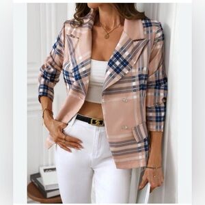 NWOT Women's Tan Plaid Blazer